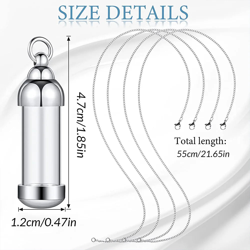 Stainless Steel Cremation Jewelry Transparant Glass Keepsake Loved Ones Ashes Holder Keepsake Human Ashes Memorial Pendant