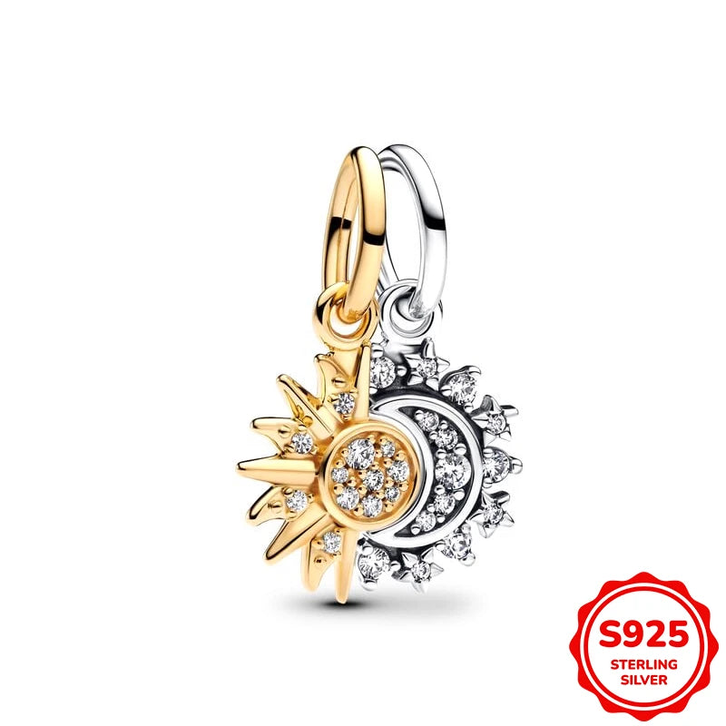 Charms plata de ley Disney Gold Plated Lily Flower Pendant Beads Fits 3mm Bracelets Necklace For Women Luxury DIY Fine Jewelry