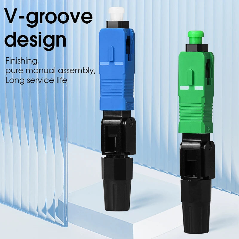 FTTH Optical Fiber Quick Connector Single Mode SCUPC/APC Leather Fiber Optic Cable Cold Splicing Fast Connector Assembly Tools