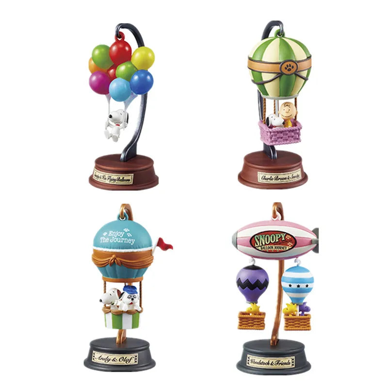 Anime Snoopy Action Figures Hot Air Balloon Blind Box Toy Model Collection Desktop Ornament Children's Birthday Gifts