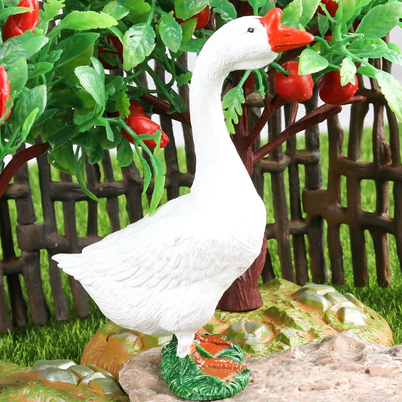 Oenux Farm Model Simulation Goose Duck Pig Hen Cow Horse Sheep Action Figures Poultry Animals Figurine Miniature Cute Kids Toy