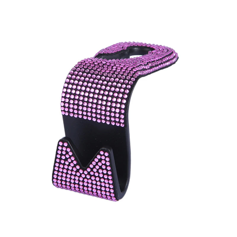 Rhinestone Decor Car Seat Back Hook Hanger Universal Bling Diamond Vehicle Auto Headrest Storage Holder Car Accessories
