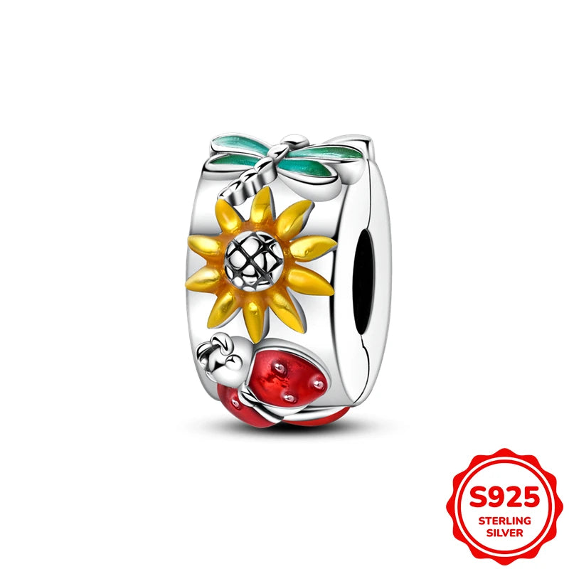 Charms Silver 925 Ladybugs and Cherry Strawberries Pendant Bead Fit 3mm Bracelet Bangle Necklace For Women Luxury Jewelry Making