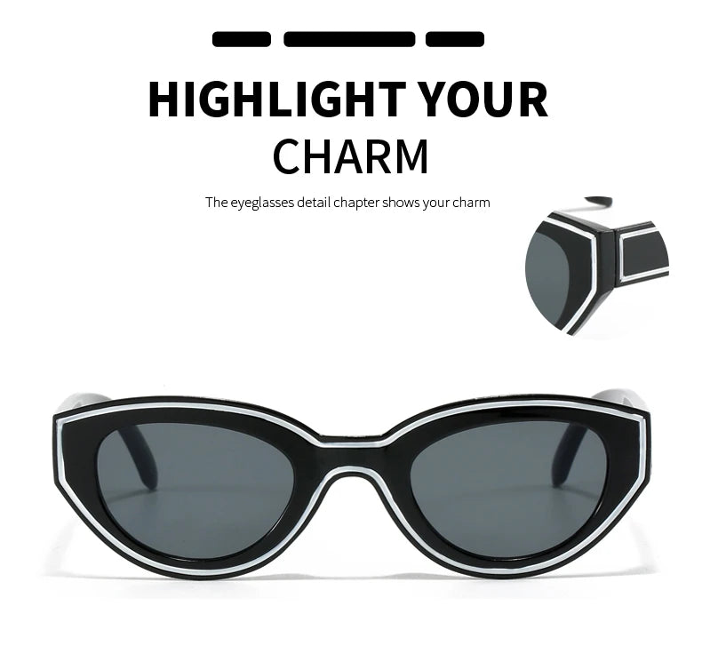 New Trendy Polygon Women Sunglasses Vintage Gradient Candy Color Shades Cat Eye Brand Designer Travelling Eyewear UV400