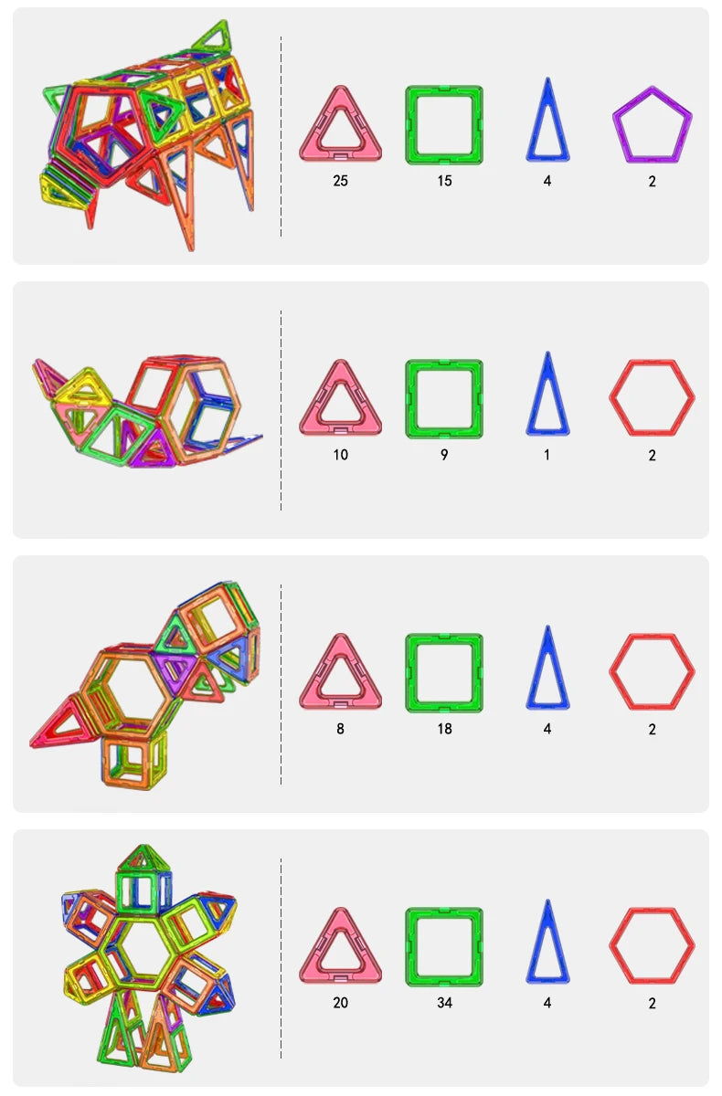 large Magnetic tiles Designer Magnet Building Blocks Accessories Educational Constructor Toys For Children Kids Girls Set Gift