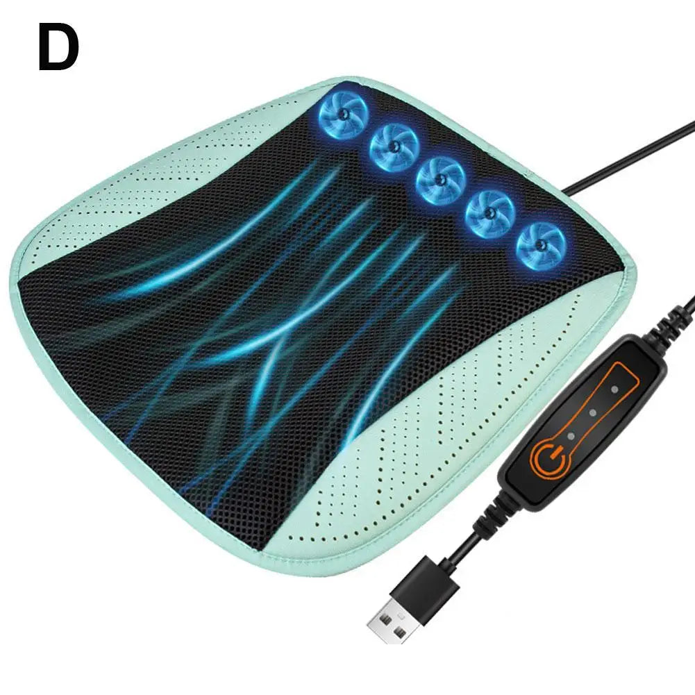 Summer Universal Car Cooling Cushion with 5/8 Fans, Three Wind Adjustment Cooled Chair Pad USB Seat Cushion Interior Accessories