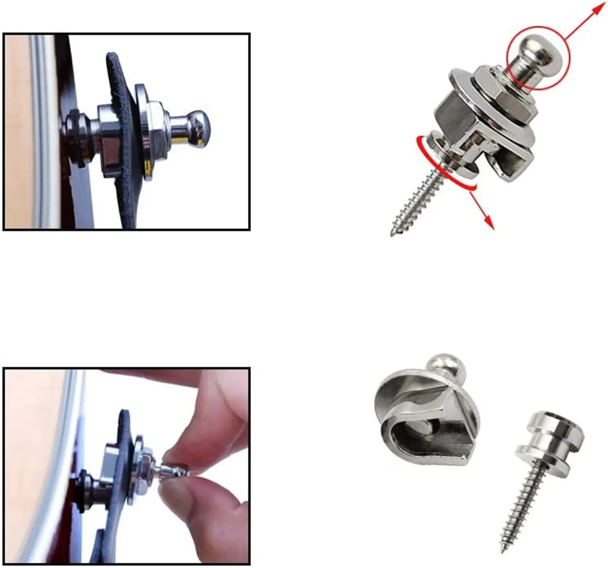 Guitar Strap Buttons Pins 1\2\4PCS 3 Color For Choose Premium Guitar Strap Locks Metal Security Strap Buttons Metal End Pins