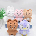 New 5pcs TXT Dolls Kpop Cartoon Soobin Beomgyu Same Plush Keyrings Q Styles Tutu Bar Two-Bar Doll Keychain Rings Bag Pendants