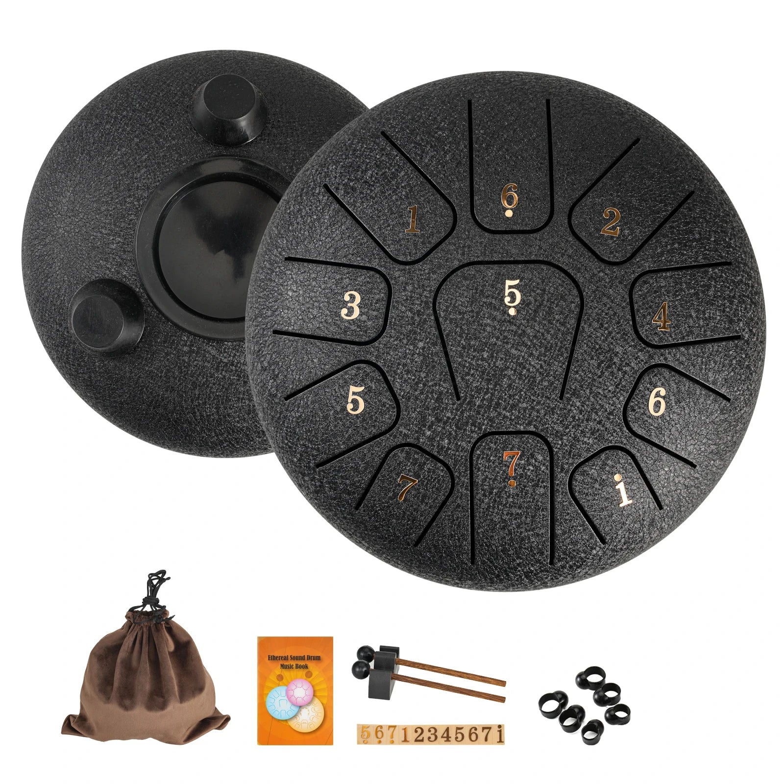 Miwayer 6" Steel Tongue Drum Gift Set | 11-Note Sound Healing Instrument w/Tuning Kit | Yoga/Meditation/Anxiety Relief Tool