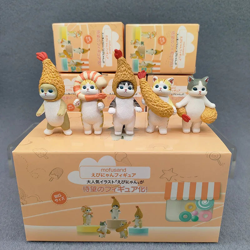 4cm Mofu Cat sands Action Figure Collection Set Animal Headgear Doll Kawaii  Cute PVC Model Desktop Decoration Crafts Gifts Toys