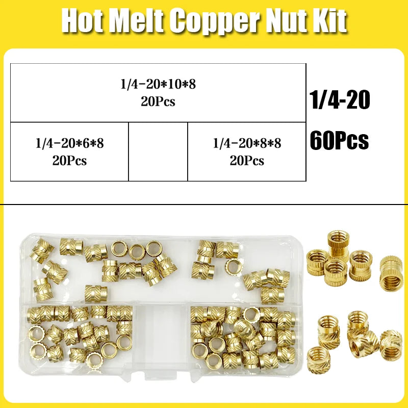Hot Melt Brass Heat Insert Nut Iron Tip M2 M2.5 M3 M4 M5 M6 Embedded Heating Knurled Brass Inserts Nuts 3D Printer Case Notebook