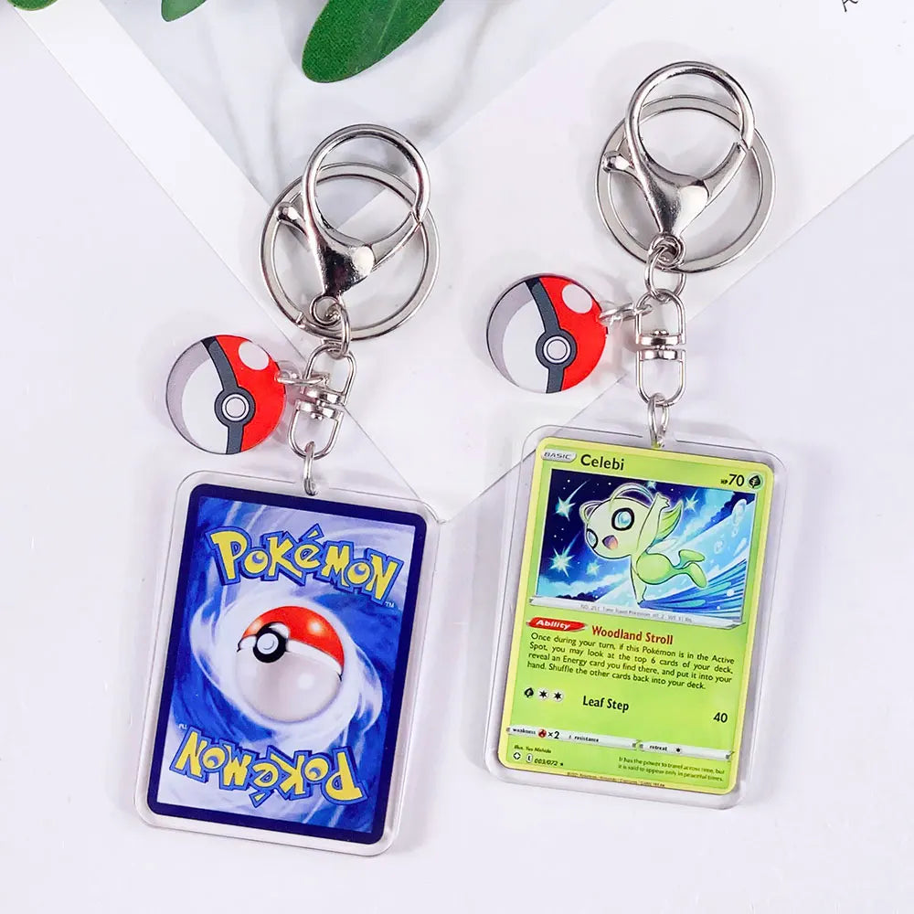 Pokémon Card Cute Acrylic Car Keychain Accessories Pikachu Charizard Gengar EeveeBag Charm Backpack Pendant Gifts For Friends