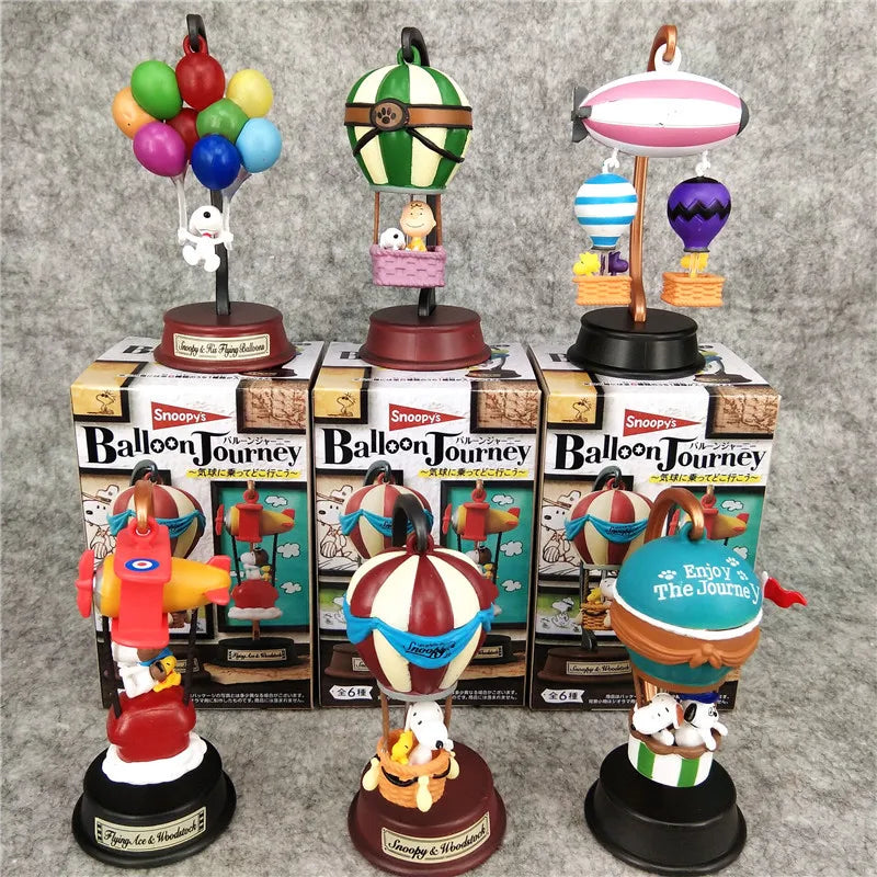 Anime Snoopy Action Figures Hot Air Balloon Blind Box Toy Model Collection Desktop Ornament Children's Birthday Gifts