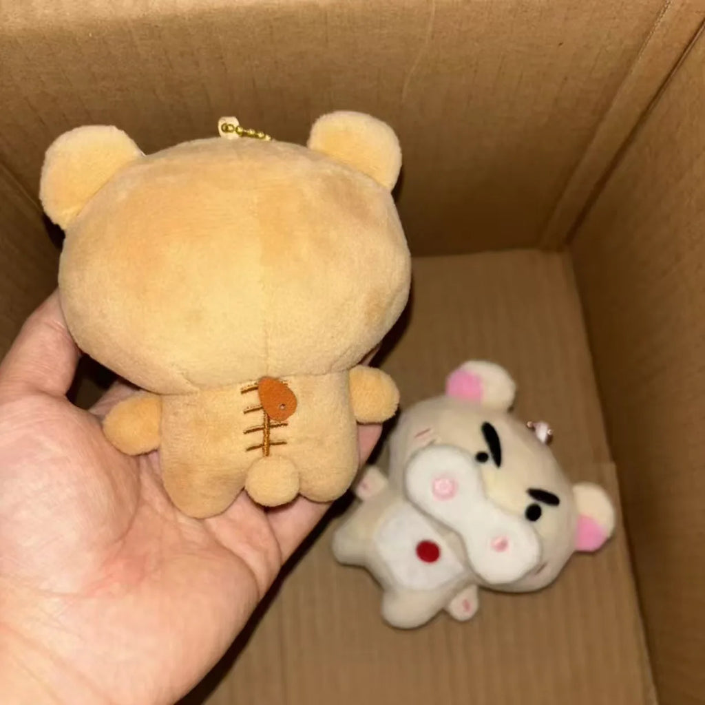 New Cute Bear Pig Plush Keychain Funny Expression Soft Toy Pendant Cartoon Doll Kawaii Decor Bag Xmas Cute Gift For Friends Kids