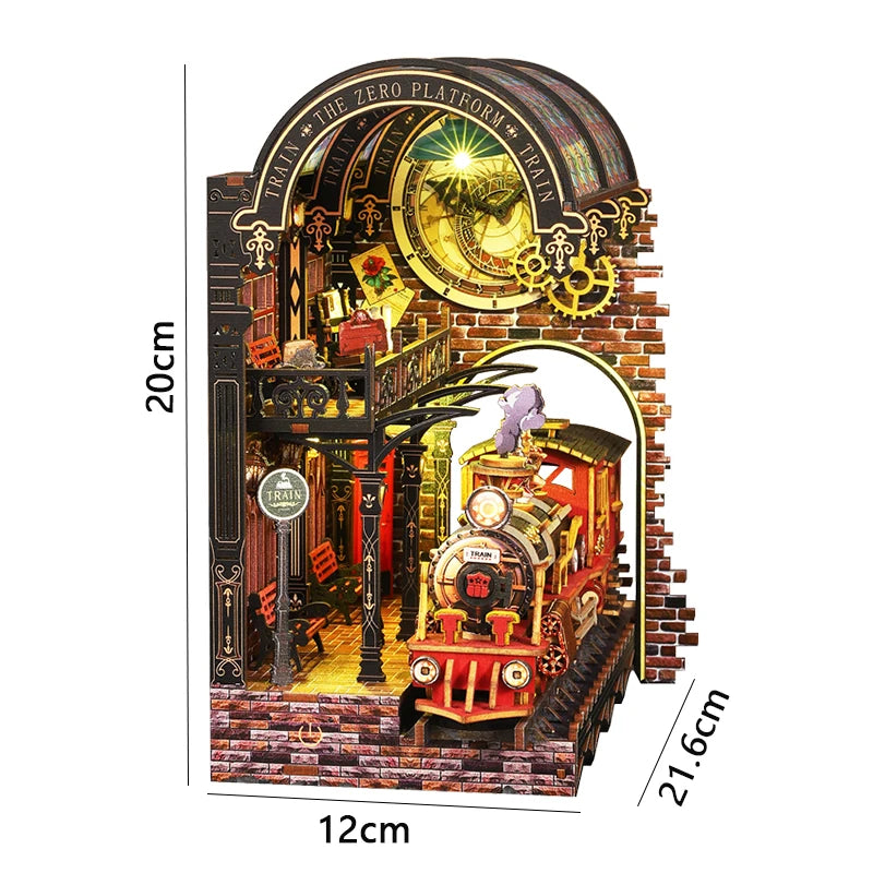 DIY Wooden Book Nook Insert Kit Doll Houses Building Toys Bookends Bookshelf Decor DollHouses Toys For Kids Xmas Gifts