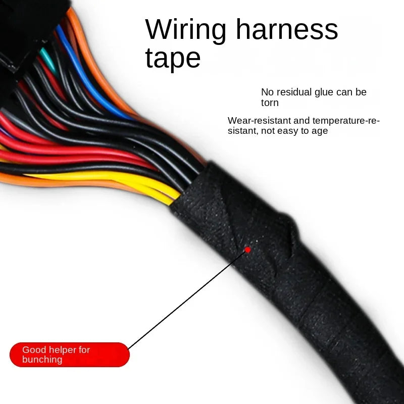 1 Roll 25M Car Wiring Harness Tape - Black Cloth Fabric Adhesive Tape for Auto Cable Looms Insulation Wrapping