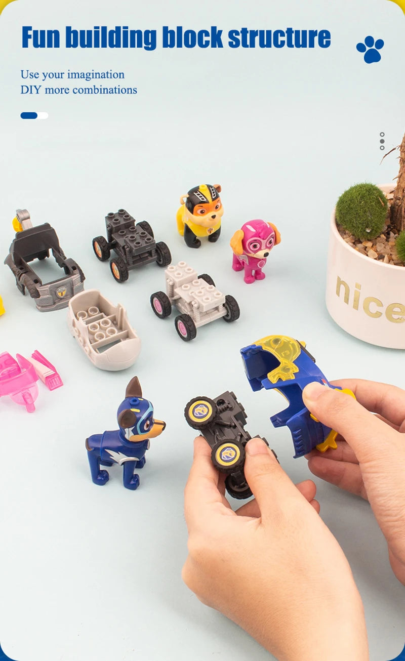 Genuine Paw Patrol PVC Cartoon Model Car 4-6cm Ryder Mashall Chase Rubble Skye Puppy Patrol Toys Figure Children Christmas Gifts
