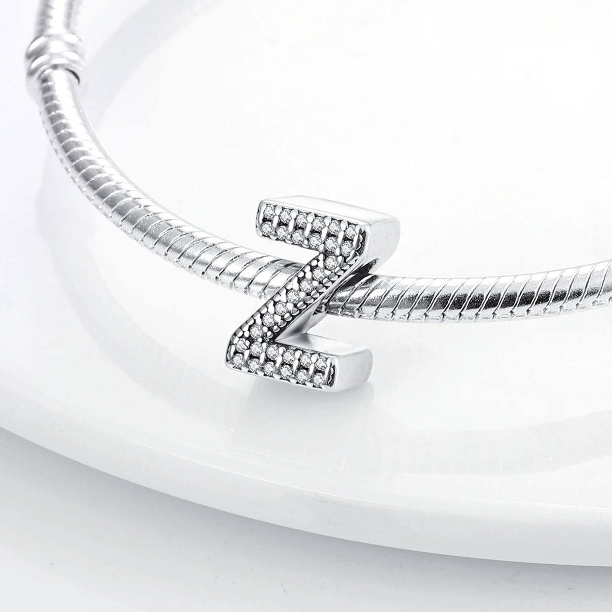 Original 925 Sterling Silver 26 Alphabet Letters Sparkling Zircon Charms Pendant Beads For Women Fine DIY Birthday Jewelry Gifts