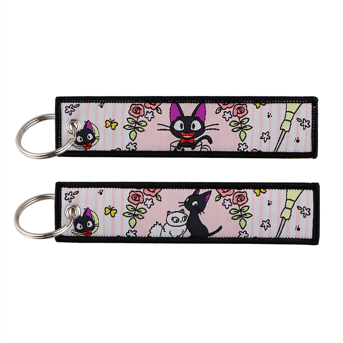 Anime Movie Embroidery Key Fobs White Dragon Key Tags Keychains for Motorcycles Cars Keyring Cosplay Accessories Fans Gifts