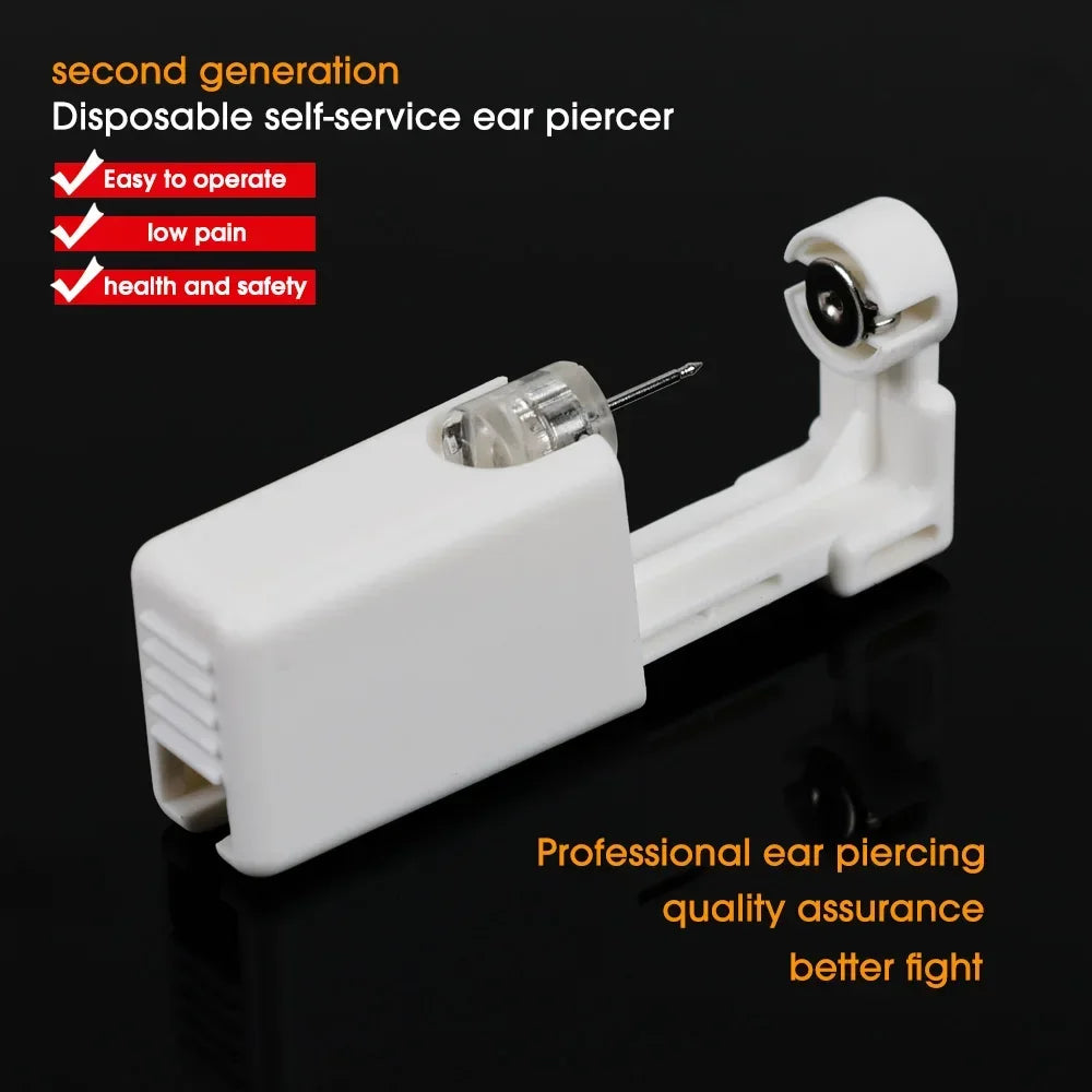 Safety Ear Piercing Gun Kit Women Men Disposable White Plastic Sterile Ear Piercing Device Fashion Simple Jewelry Piercing Tools