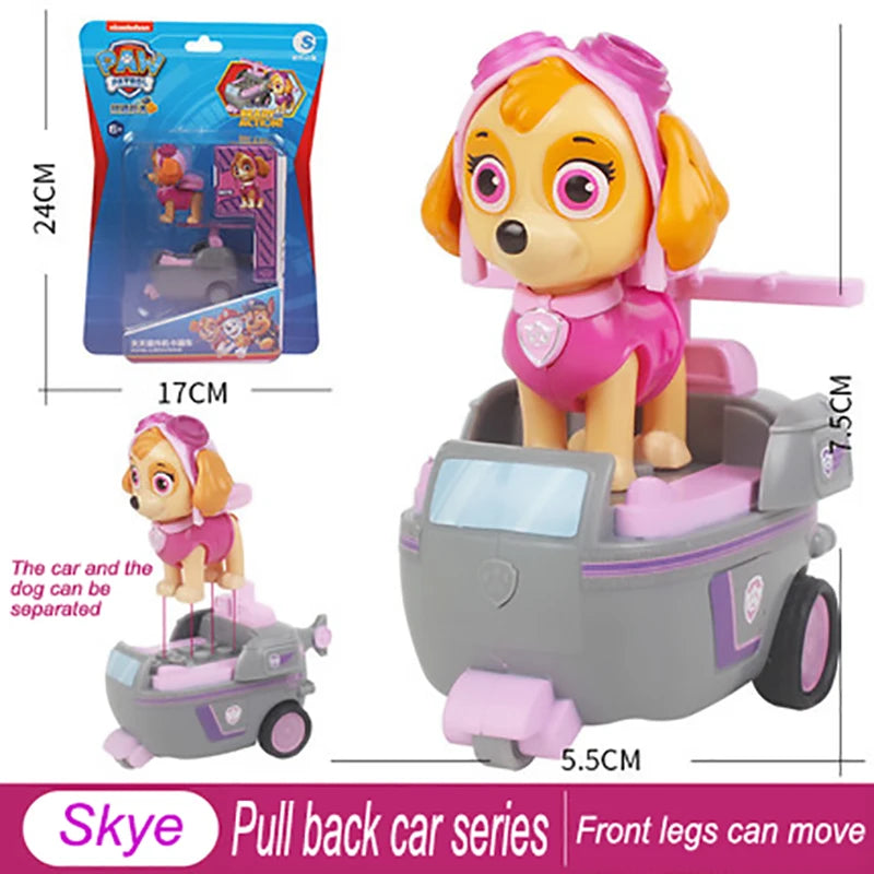 Genuine Paw Patrol PVC Cartoon Model Car 4-6cm Ryder Mashall Chase Rubble Skye Puppy Patrol Toys Figure Children Christmas Gifts