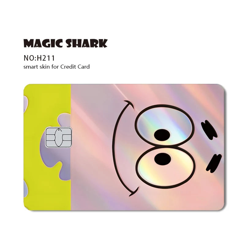 Magic Shark 2026 New Arrival Funny Cute Cartoon Holographic Sticker Laser Film Shinny Skin for Debit Credit Bank Card