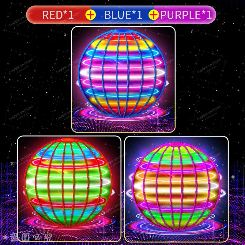 Hand Controlled Flying Ball with Colorful LED Lights, 360° Rotating Suspension Orb, Indoor Outdoor Sports Toy for Teens & Adults