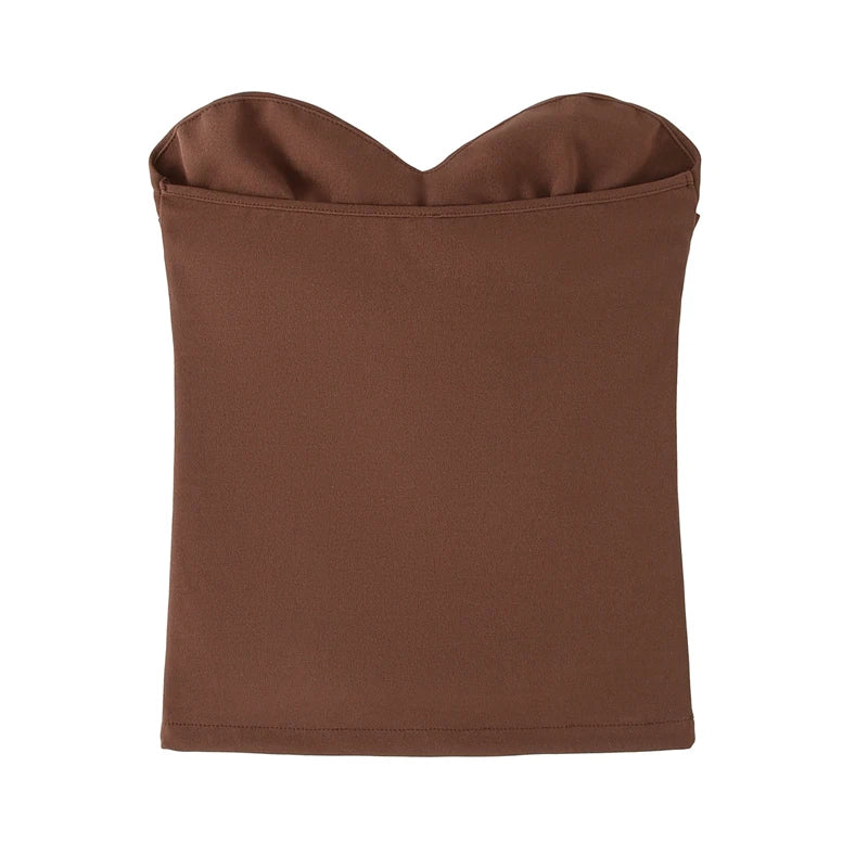 HXAO Women's Corset Crop Top Woman Summer Strapless Black Tube Top Ruched Backelss Sexy Solid Tops Off Shoulder Bustier 088