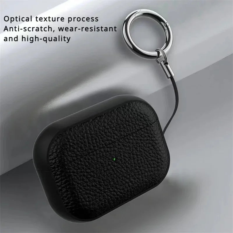 Luxury Leather Cover For AirPods 4 3 2 1 Business Earphones Cover For Apple AirPods Pro 1 2 Headset Shell With Hook Accessories