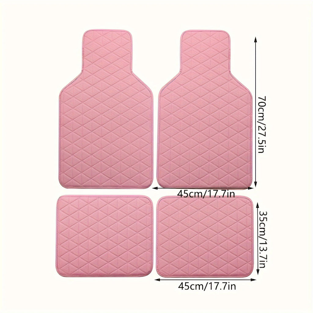 4-piece waterproof PU leather car floor mat - durable and fashionable, all-weather protection, easy to clean, enhances interior