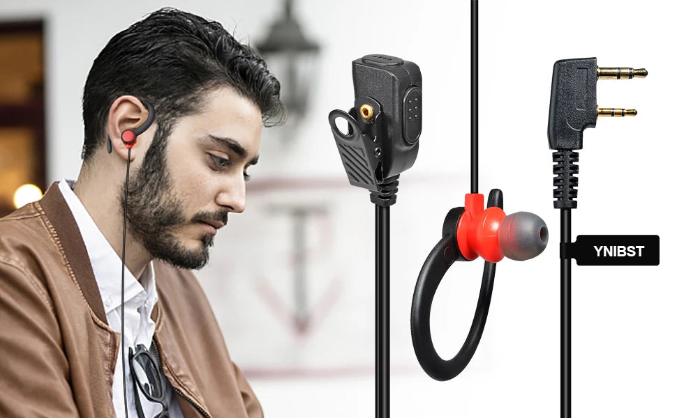 Two Way Radio 2 Pin K Head Soft Ear Hook Earpiece Walkie Talkie Headset with Mic PTT for BaoFeng UV-5R BF-888s Kenwood Retevis
