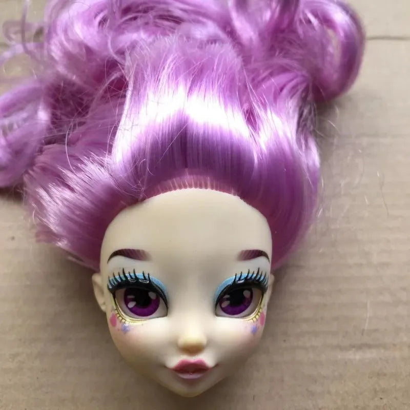 Quality Doll Heads Sparkly Alive Glasses Eyes No Hair Doll Parts White Purple Gold Hair Blue Black Skin Doll Accessories
