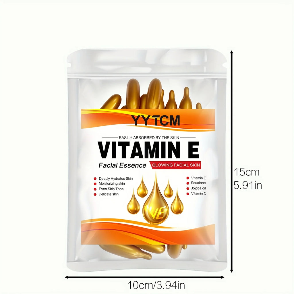 Vitamin E Deep Moisturizing Capsule Essence, Hydrates and Smooths Skin, Contains Plant-Based Squalane, Vitamin C, Deep Hydration and Brightening Skin Essence (0.4Gx30 Capsules)/Bag-1 Bag