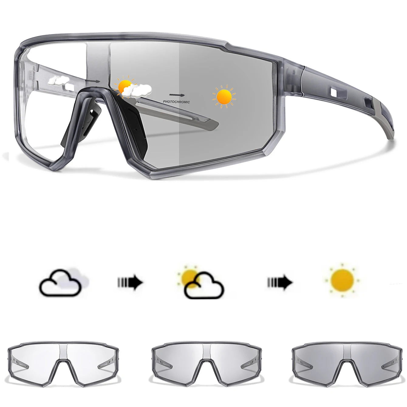 New Style Brand Photochromic Eyewear Men Women Bicycle MTB Bike Running Fishing Cycling Glasses Comfortable Windproof Goggles