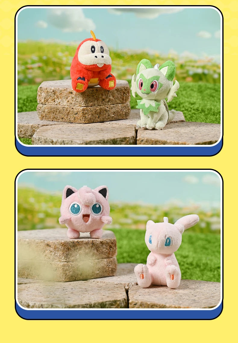 Original Anime Pokemon Kawaii Pikachu Keychain Gengar Mew Sprigatito Mimikyu Stuffed Toy Cute Plush Keyring Doll Pendant Gift