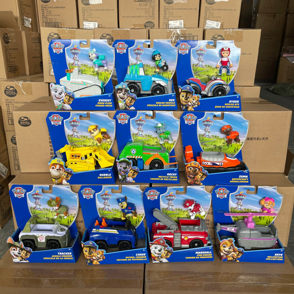 100% Genuine Paw Patrol Kids Toy vehicles with Action Figure Dogs Anime Doll Kids Model Children Birthday Christmas Gift