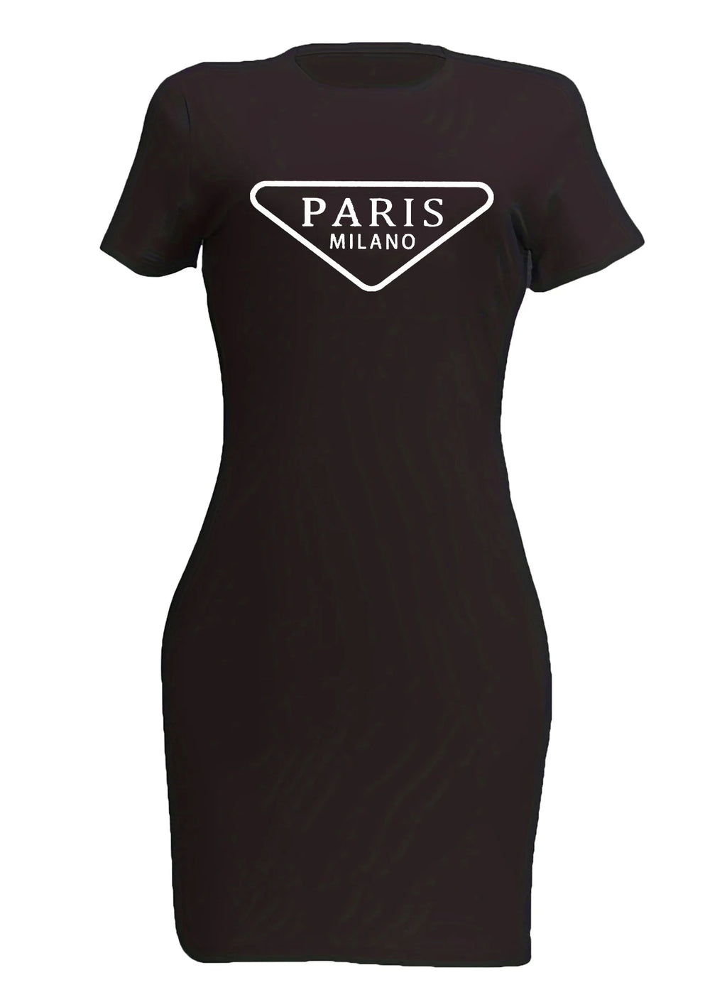 Summer women's PARIS letter print casual slim fit short sleeved round neck T-shirt short mini dress