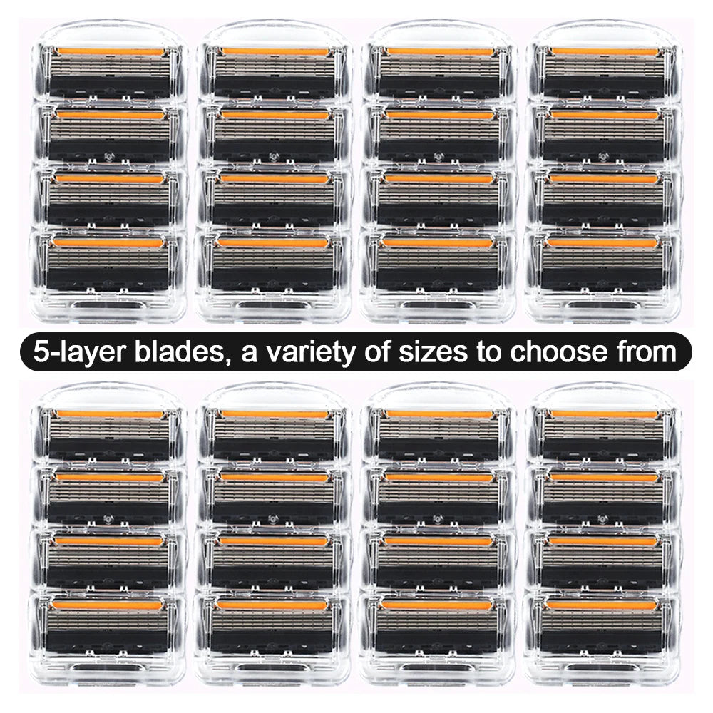 4/12/24 Pcs 5-layer Men's Razor Fusion Pro Power Shaving Shaver Male Face Beard Hair Trimmer 5 Layer Blades Replacement Refills