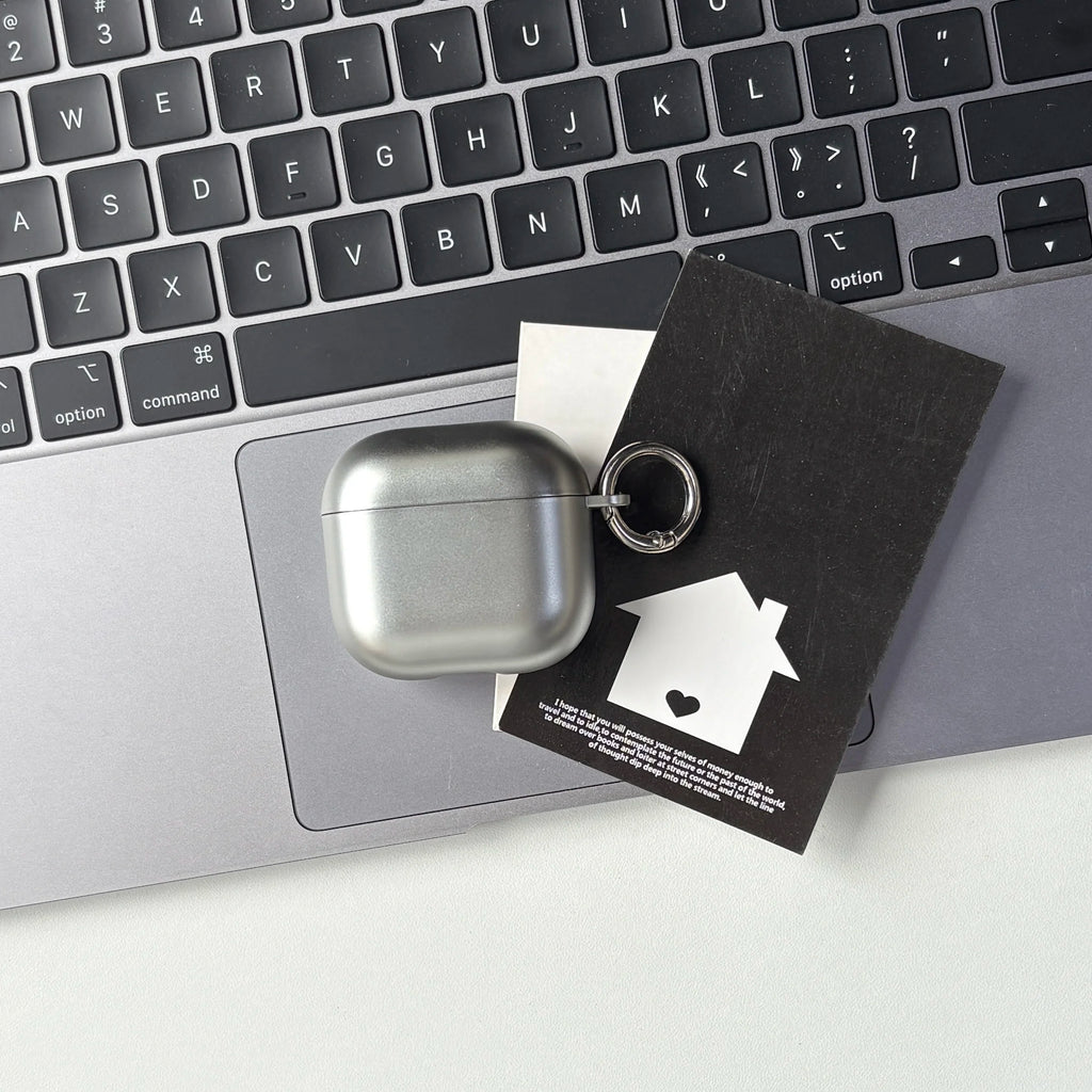 Fashion Simple Electroplated Silver Matte and Glossy Protective Earphone Case with Metal Ring for AirPods 1 2 3 4 Pro2 Pro3