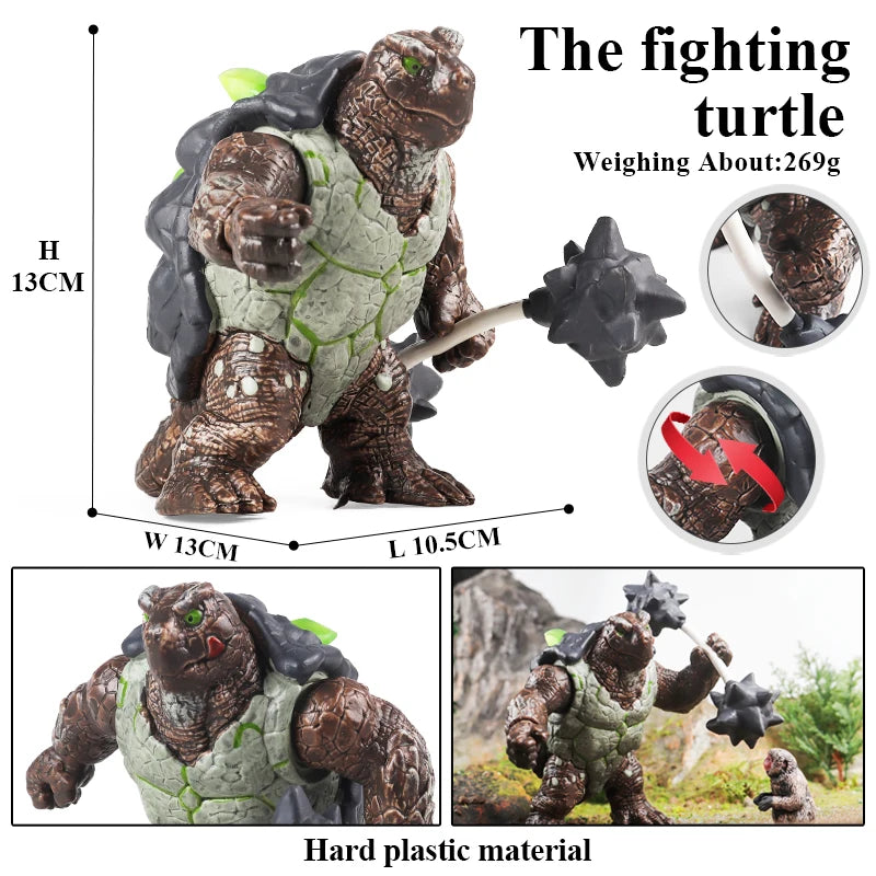 Oenux Original Savage Dinosaurs Myth Dragon Animals Model Fire Bull Octopus Monster Crab Action Figures Kids Collection Toy Gift