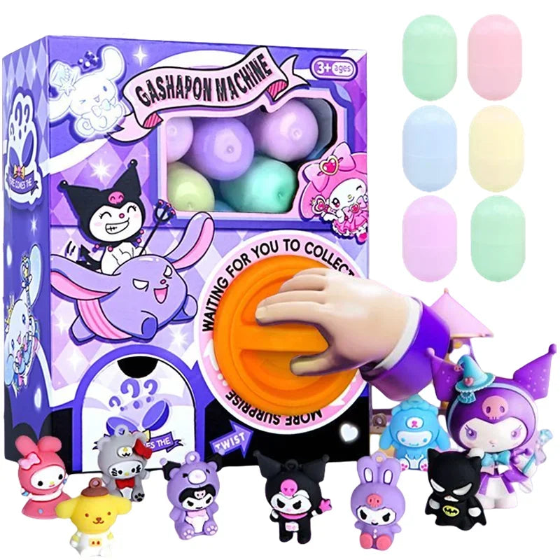 Kulomi Hello Kitty Action Figure DIY Egg Twisting Machine Surprise Mini Claw Doll Game Machine Blind Box Toys Children Gifts