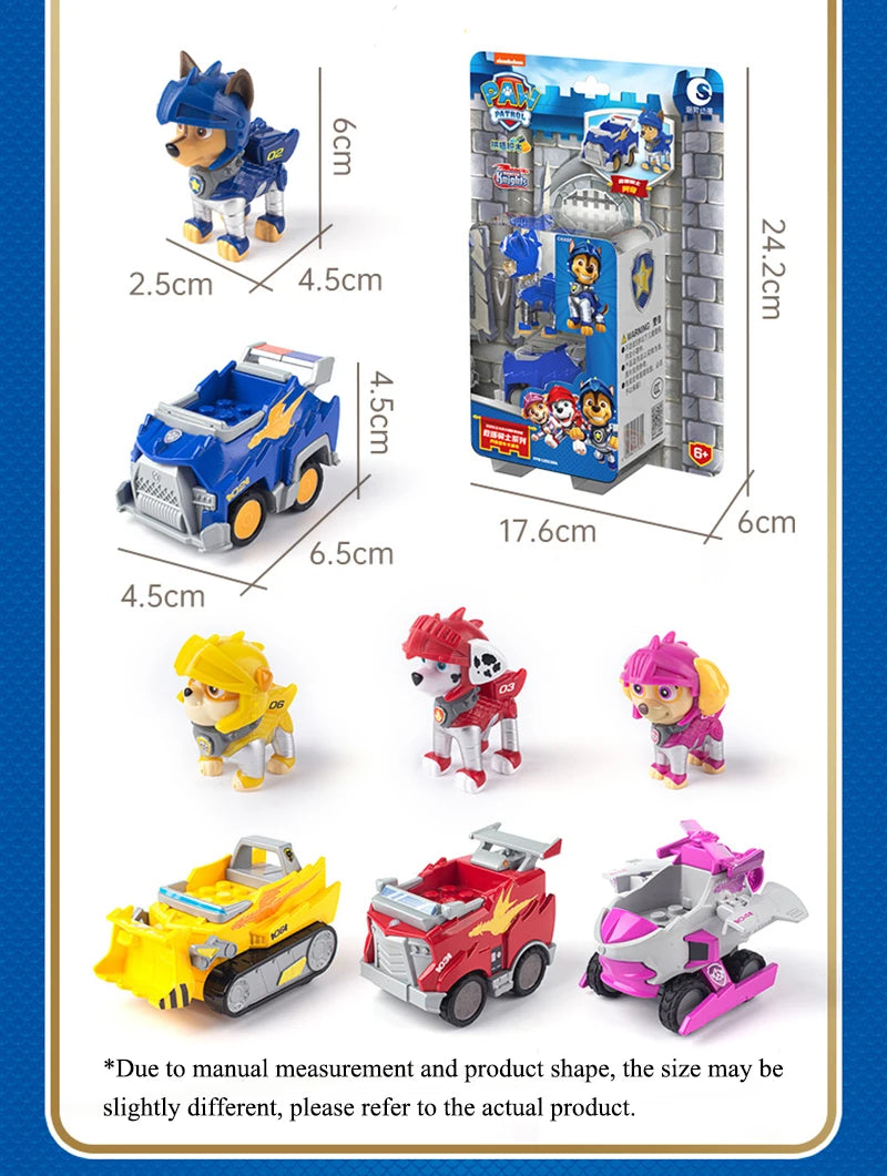 Genuine Paw Patrol PVC Cartoon Model Car 4-6cm Ryder Mashall Chase Rubble Skye Puppy Patrol Toys Figure Children Christmas Gifts