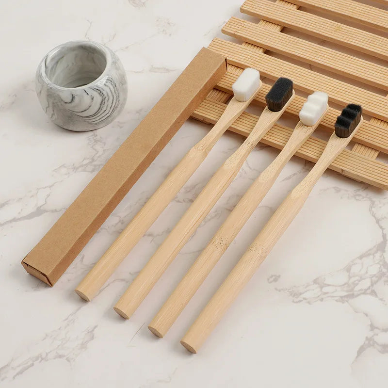 New 4Pcs Soft Bamboo Micro-Nano Toothbrushes, Extra Soft Toothbrush with 20000 Bristles Designed for Sensitive Gums Kids Adults