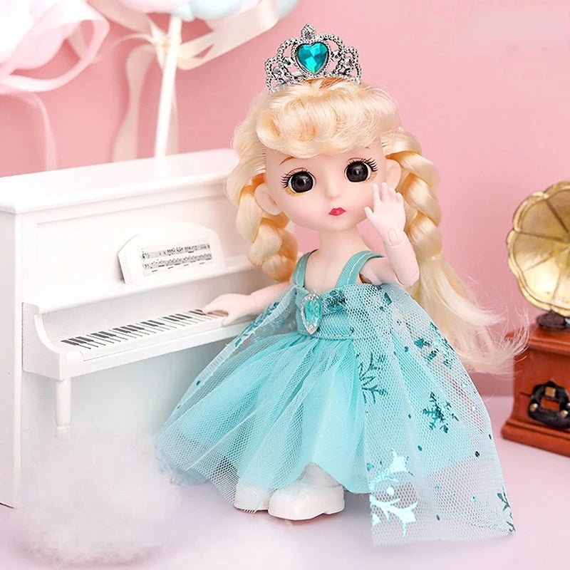 Mini 16cm BJd Doll 13 Movable Joint Girl Doll 3D Big Eyes 1/12 Fashion Princess Doll DIY Dress Up Toy Doll With Clothes Gift