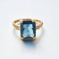 Fashion Vintage Metal Minimalist Beautiful Blue Zircon Ring Women's Wedding Band Anniversary Party Gift Jewelry