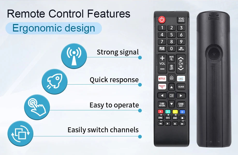 Universal Remote Control for Samsung Smart Tv, Control Replacement Fit for 4K Uhd Qled Hdtv Led Tvs, with Hulu Netflix Primevide