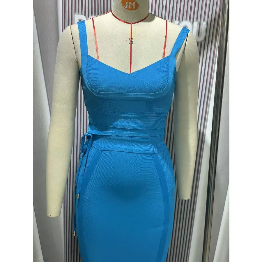 【New style】's hot sale 's hot sale European and American suspender waist sexy hip bandage dress Guangzhou source