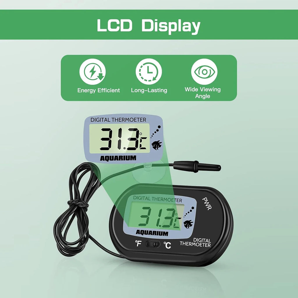 Digital Aquarium Thermometer With Suction Cup Accessories for 200 Liter Fish Tanks Pool Glass Heat Meter the 10-liter Terrarium