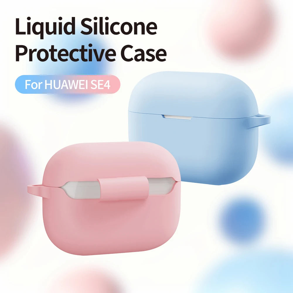 Silicone Case For Huawei FreeBuds SE4 Cases Solid Color Cover Shockproof Protective Sleeve For Huawei FreeBuds SE 4 With Hook