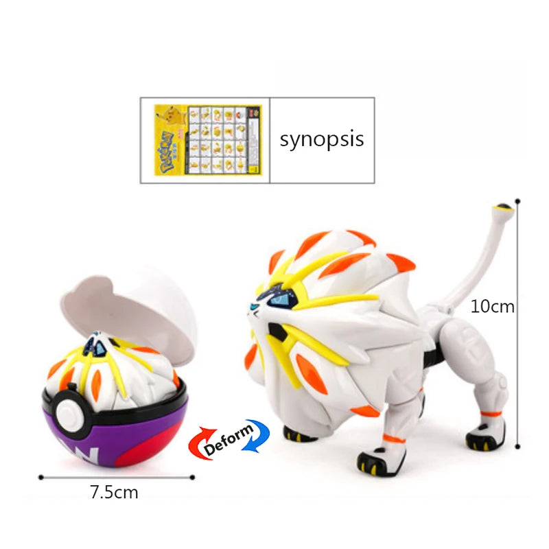 Funny Pokemon Transformation Cartoon Model Pokeball Pikachu Toys Scalable Anime Figure Dolls Model Ornaments Kids Birthday Toys